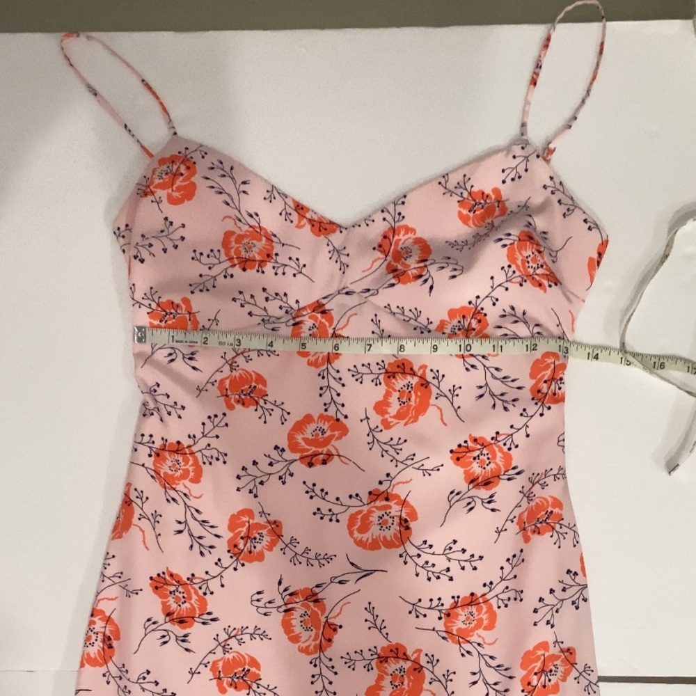 Likely Veosa Floral Midi Dress Rose Size 0 Pink Spaghetti Strap V-Neck - Picture 6 of 13
